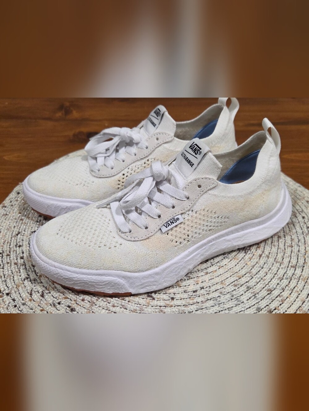 Vans Ultrarange Knit Sneakers in White and Cream